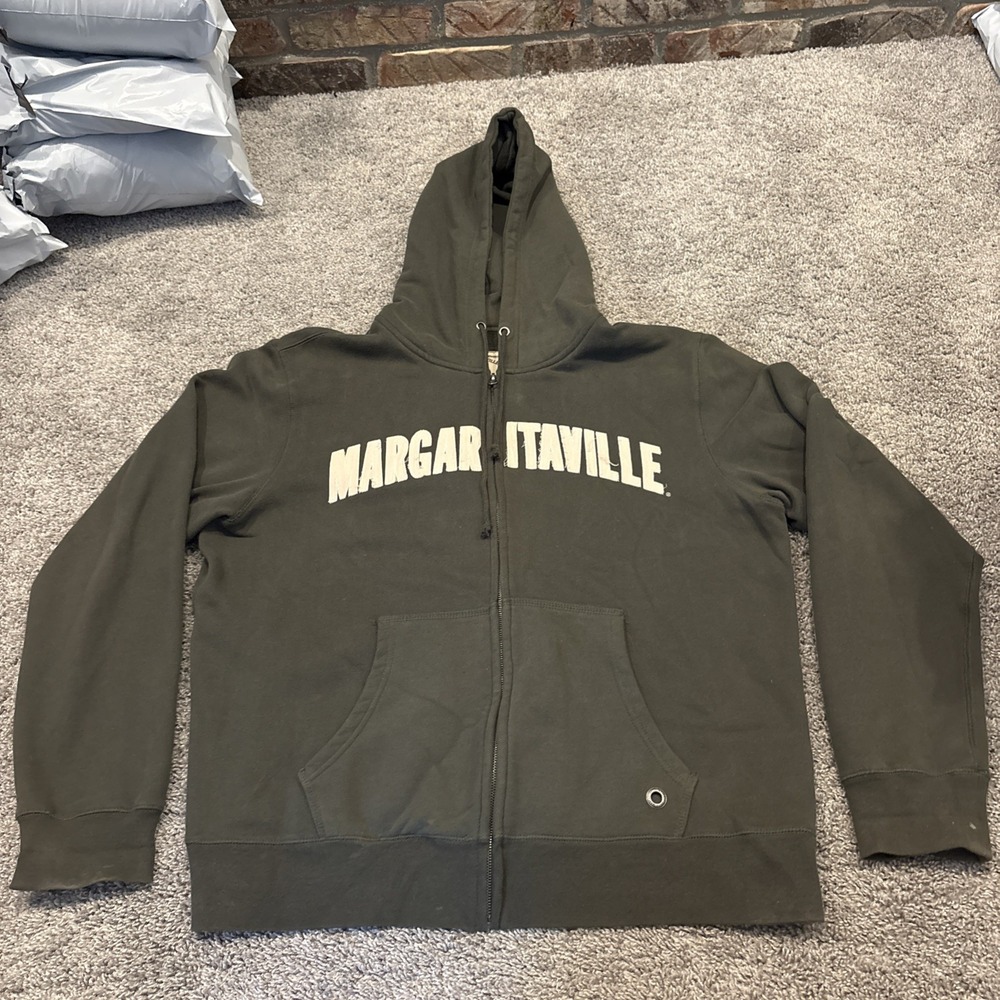 Margaritaville Mens XL Full Zip Up Heavyweight SPELLOUT Hoodie Jimmy Buffet